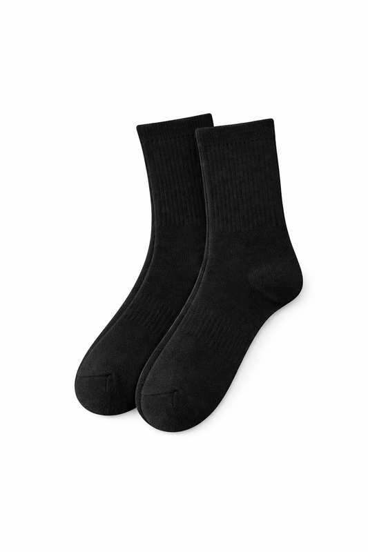 Classic Breathable Crew Socks – Black & White (1/3/5 Pairs)