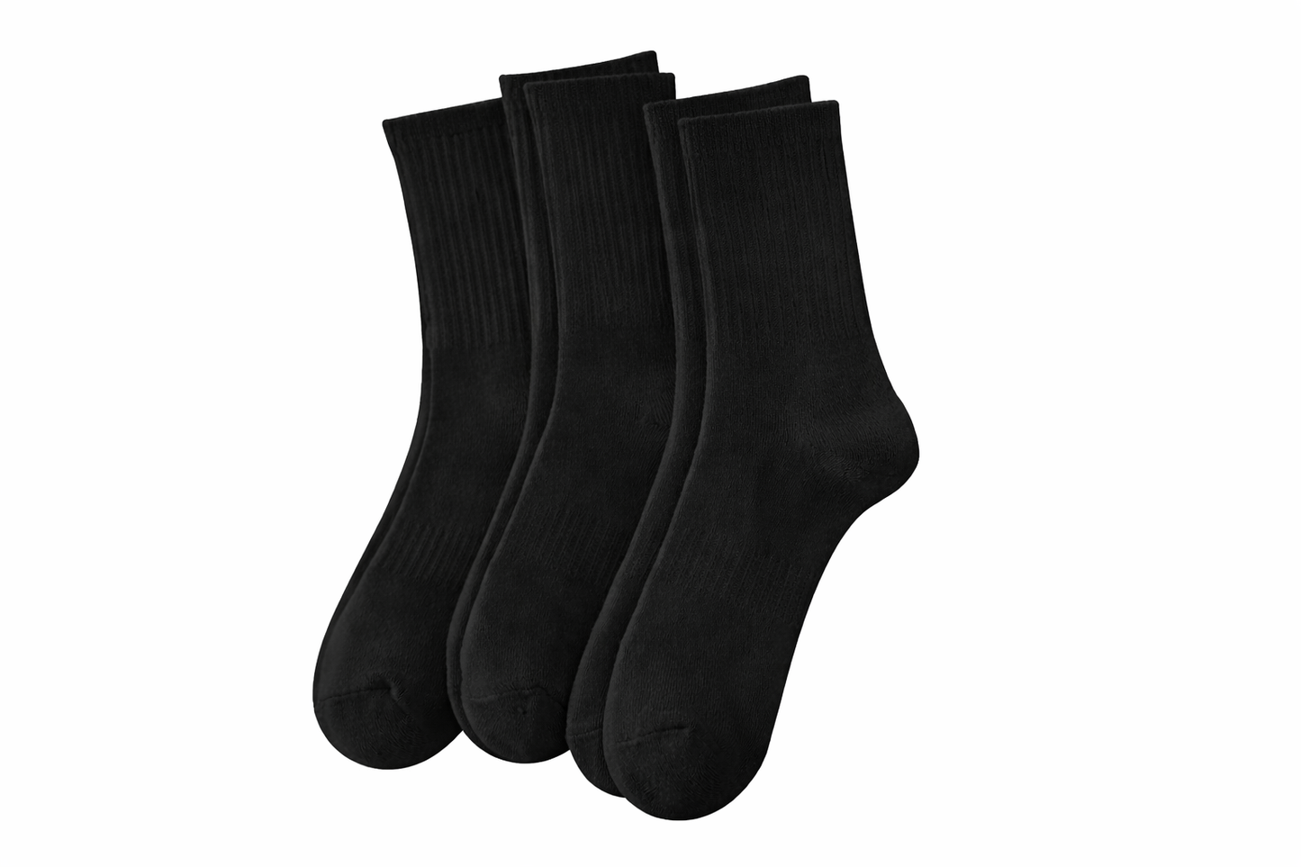 Classic Breathable Crew Socks – Black & White (1/3/5 Pairs)
